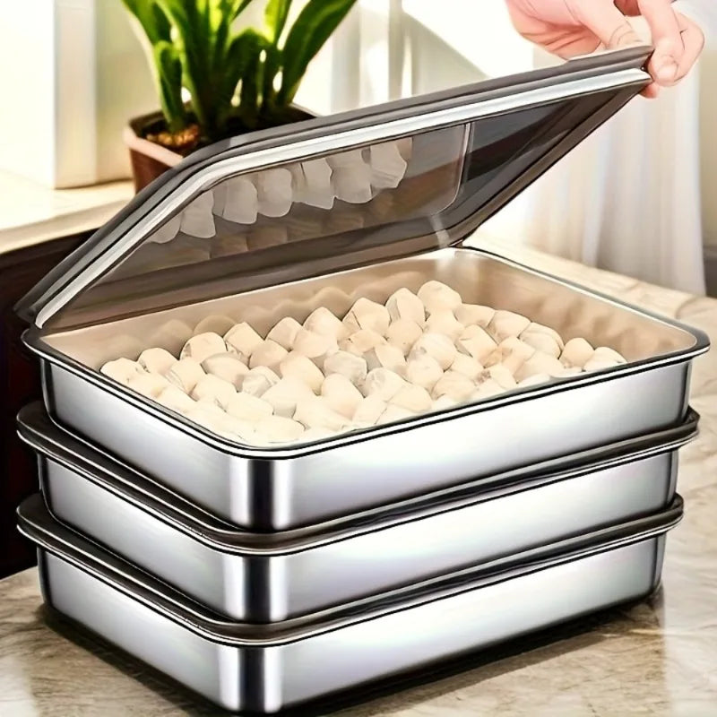 Premium Stainless Steel Baking Tray Set with Lids | 3 Piece Kitchen Set