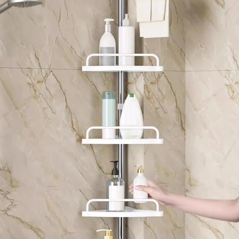 Adjustable 4-Tier Corner Shower Caddy | Tension Pole Bathroom Storage Rack