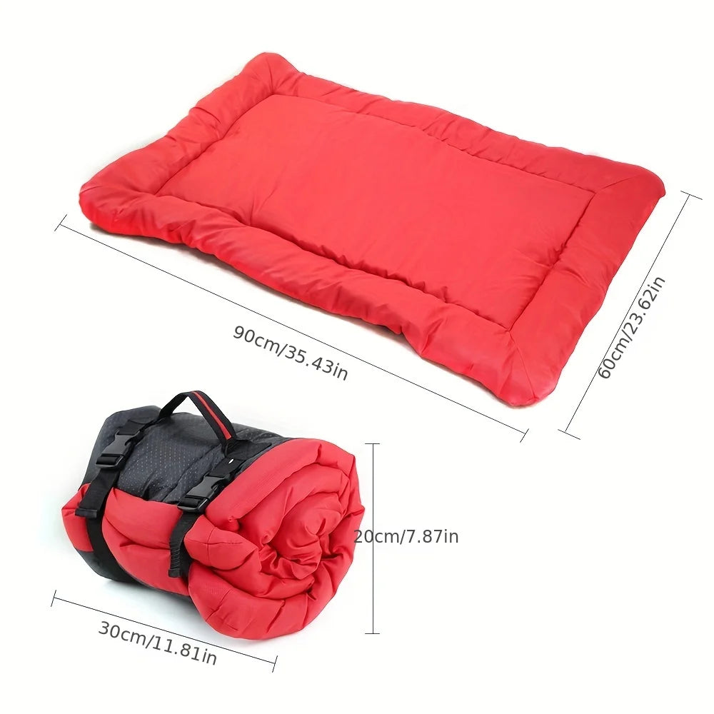Waterproof Roll-Up Dog Bed | Washable Outdoor Pet Mattress with Carry Straps