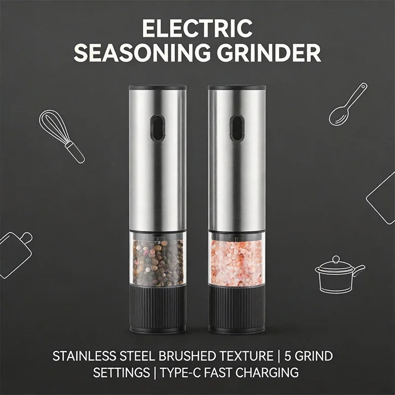 Electric Salt & Pepper Grinder – Rechargeable & Adjustable