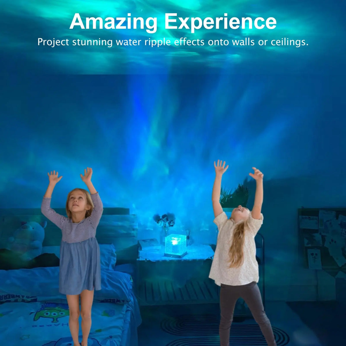 Ocean Wave Aurora Projector Lamp - 16 Colour RGB Water Ripple Night Light with Remote