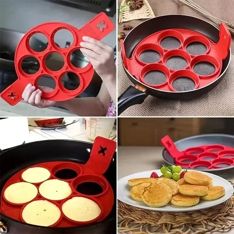 7-Hole Silicone Egg & Pancake Mould – Non-Stick Breakfast Maker