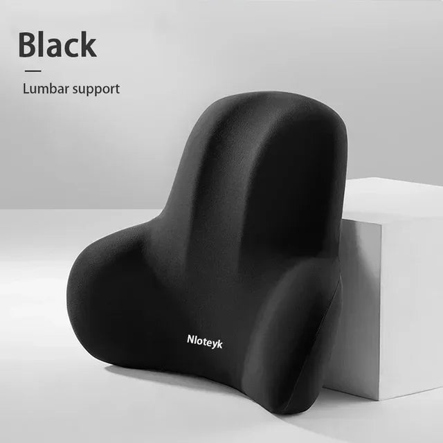 Memory Foam Car Headrest & Lumbar Support Cushion Set | Neck & Back Support Pillow