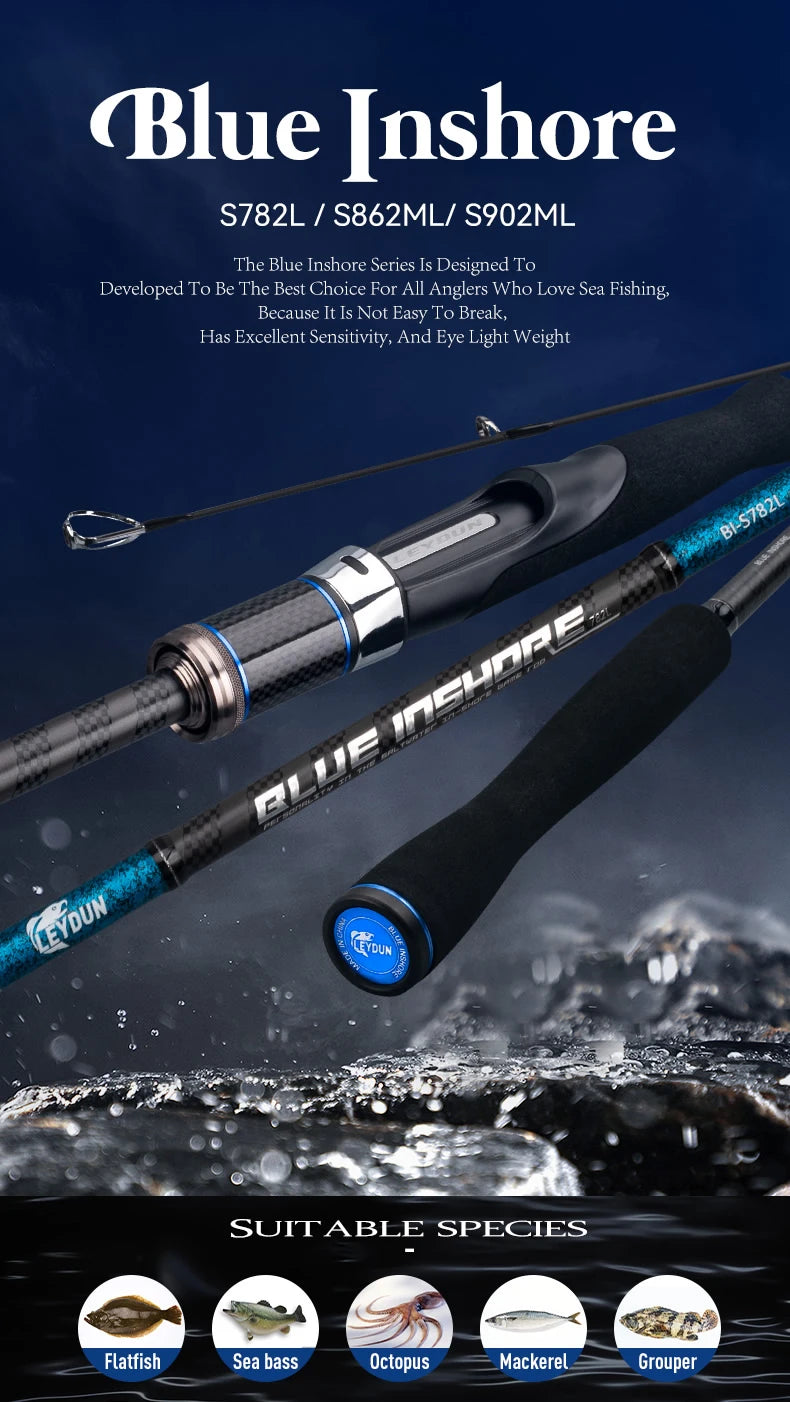 BLUE INSHORE Fishing Rod – Saltwater & Freshwater Spinning Rod