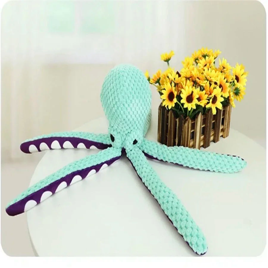 Plush Octopus Dog Toy – Interactive Squeaky Chew Toy for Puppies & Dogs