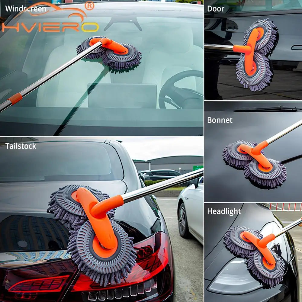 360° Microfiber Car Wash Mop with Extendable Handle | Scratch-Free Cleaning Brush