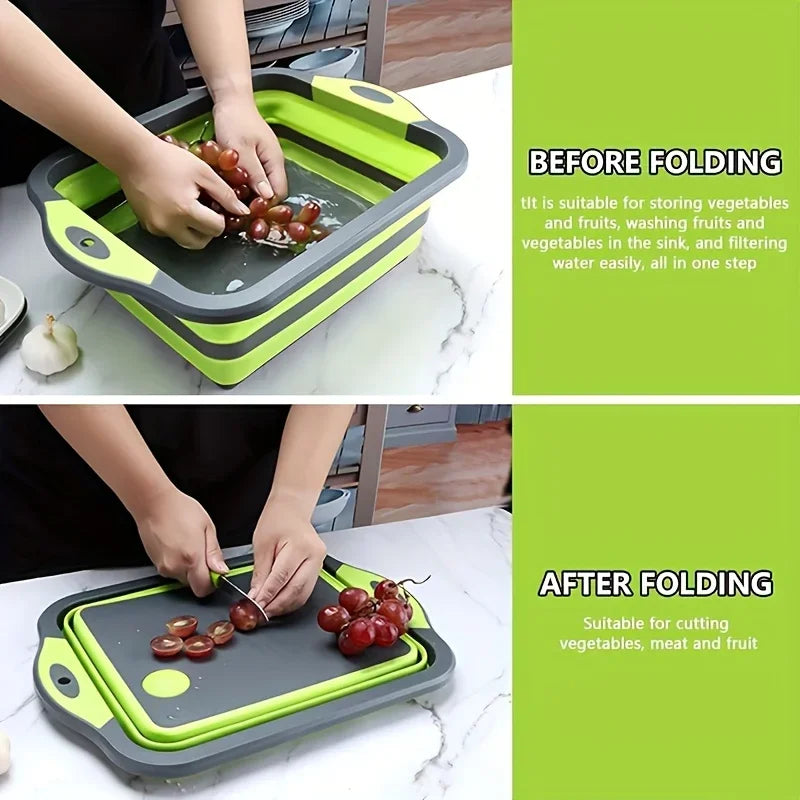 Foldable Portable Camping Basin – Space-Saving Sink, Storage & Cutting Board