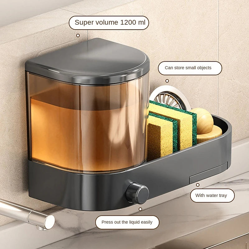 Wall-Mounted Soap Dispenser with Sponge Holder