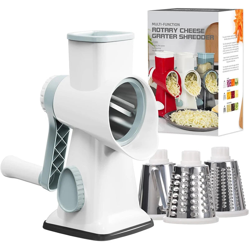 3 in 1 Rotary Cheese Grater Ve3-in-1 Rotary Cheese Grater & Vegetable Slicer