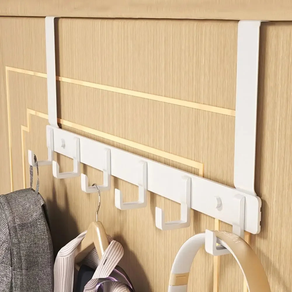 6-Hook Over Door Hanger Rack – Space-Saving Coat, Towel & Bag Organizer