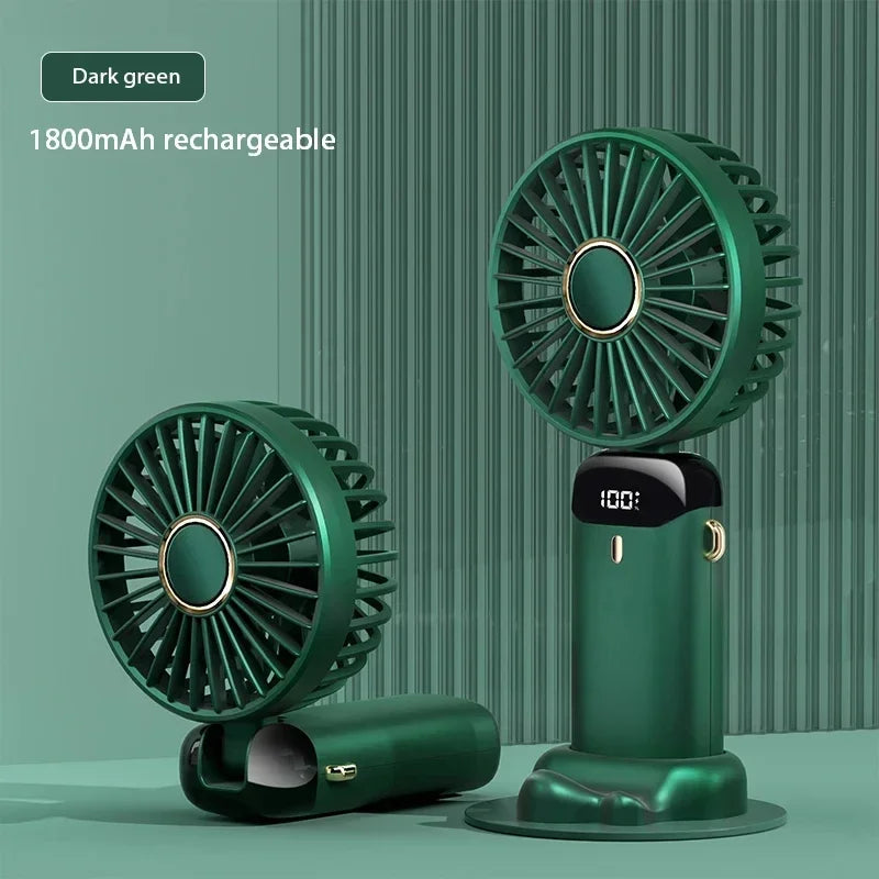 Portable Handheld Mini Fan with Neck Strap, Phone Stand & LED Display