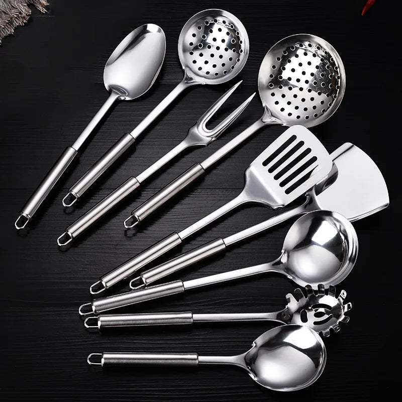 9-Piece Stainless Steel Kitchen Utensil Set – Multi-Purpose Cooking Tools