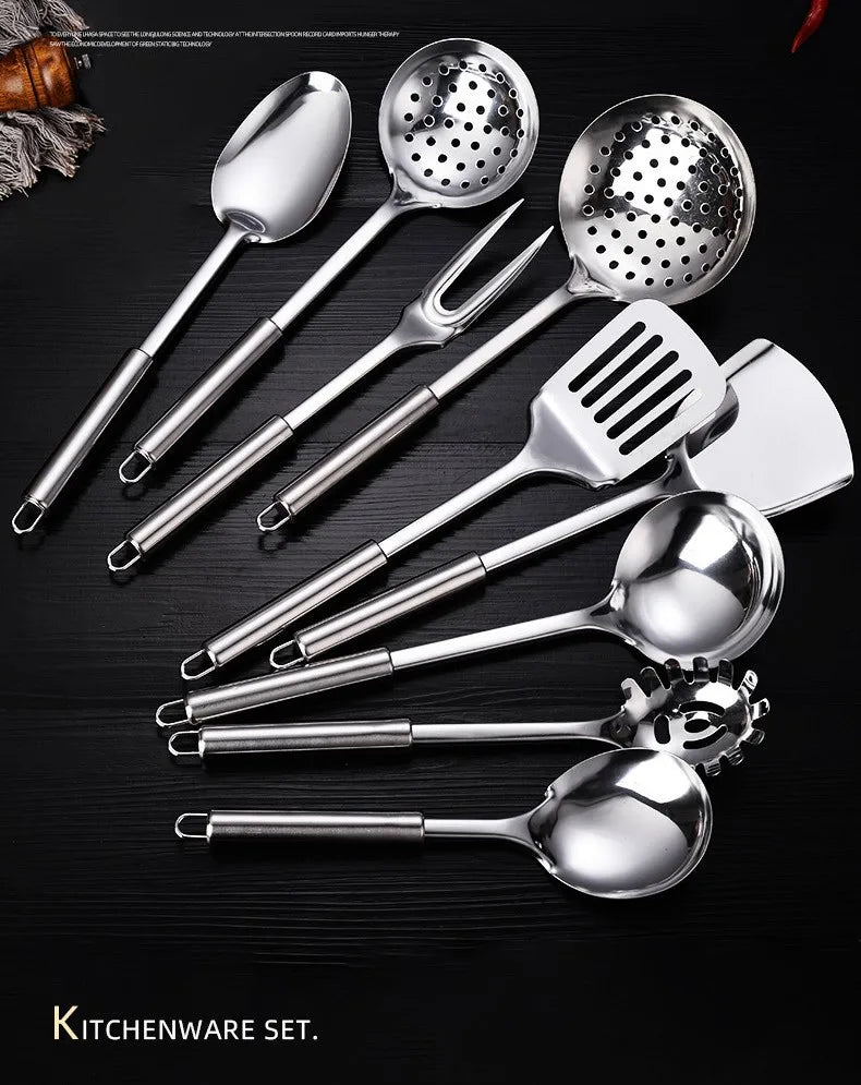 9-Piece Stainless Steel Kitchen Utensil Set – Multi-Purpose Cooking Tools