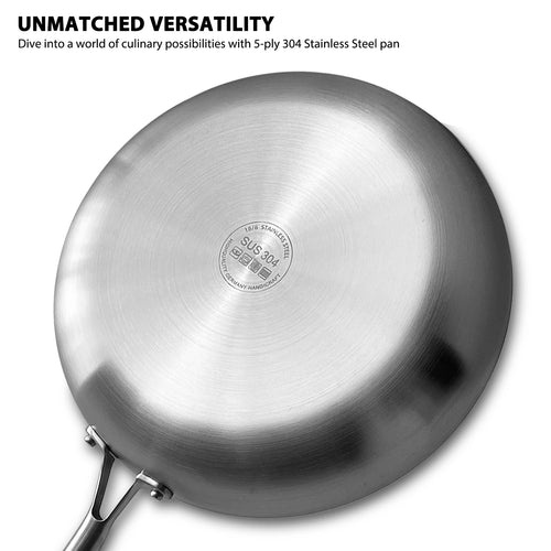 304 Stainless Steel Frying Pan – Non-Stick Skillet for Gas & Induction Cooktops