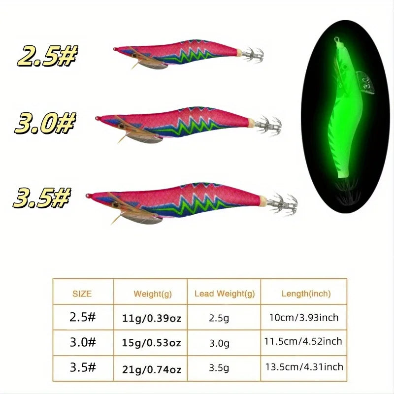 10 PCS Squid Fish10PCS Luminous Squid Fishing Lures – Saltwater Sea Fishing Bait Set