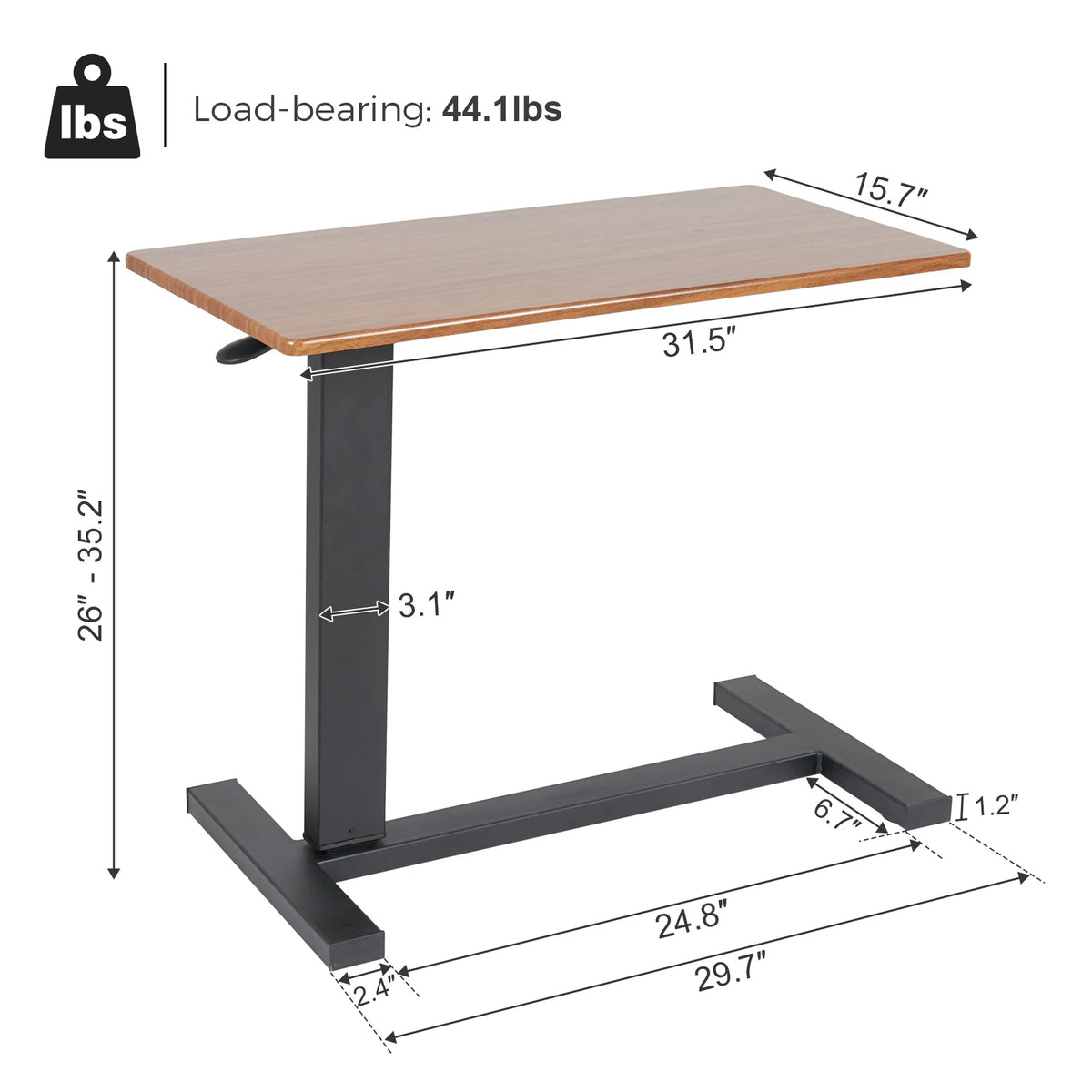 Adjustable Overbed Table with Wheels | Mobile Laptop Desk for Bed, Sofa & Home Office