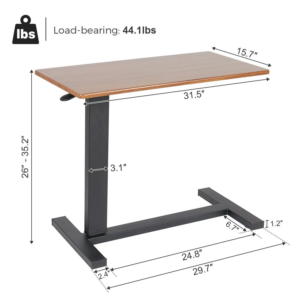 Adjustable Overbed Table with Wheels | Mobile Laptop Desk for Bed, Sofa & Home Office