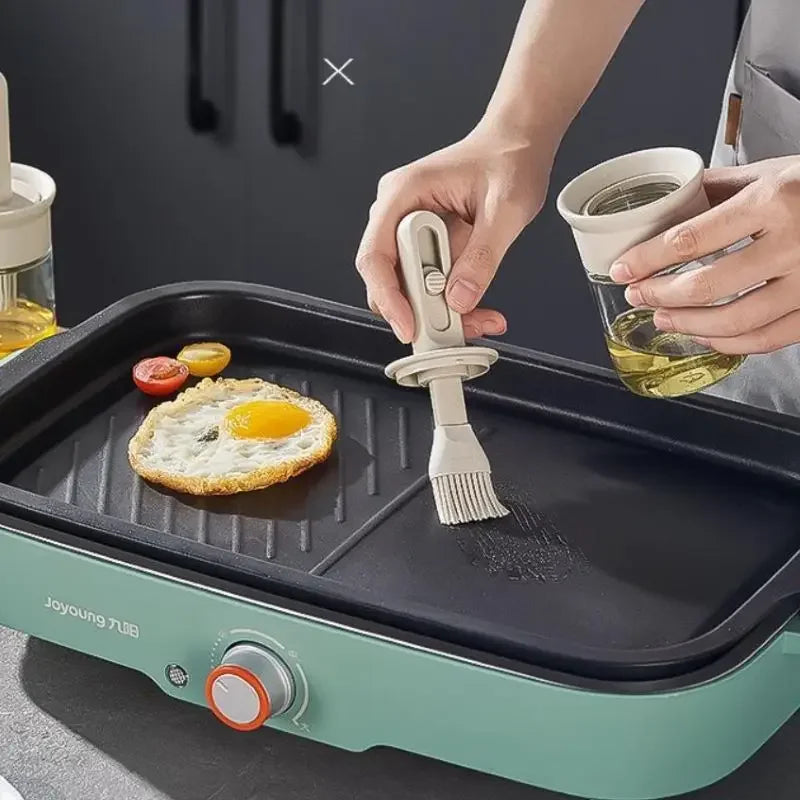 1pc Oil Dispenser Bottle with Silicone Brush – Refillable Cooking & BBQ Basting Bottle