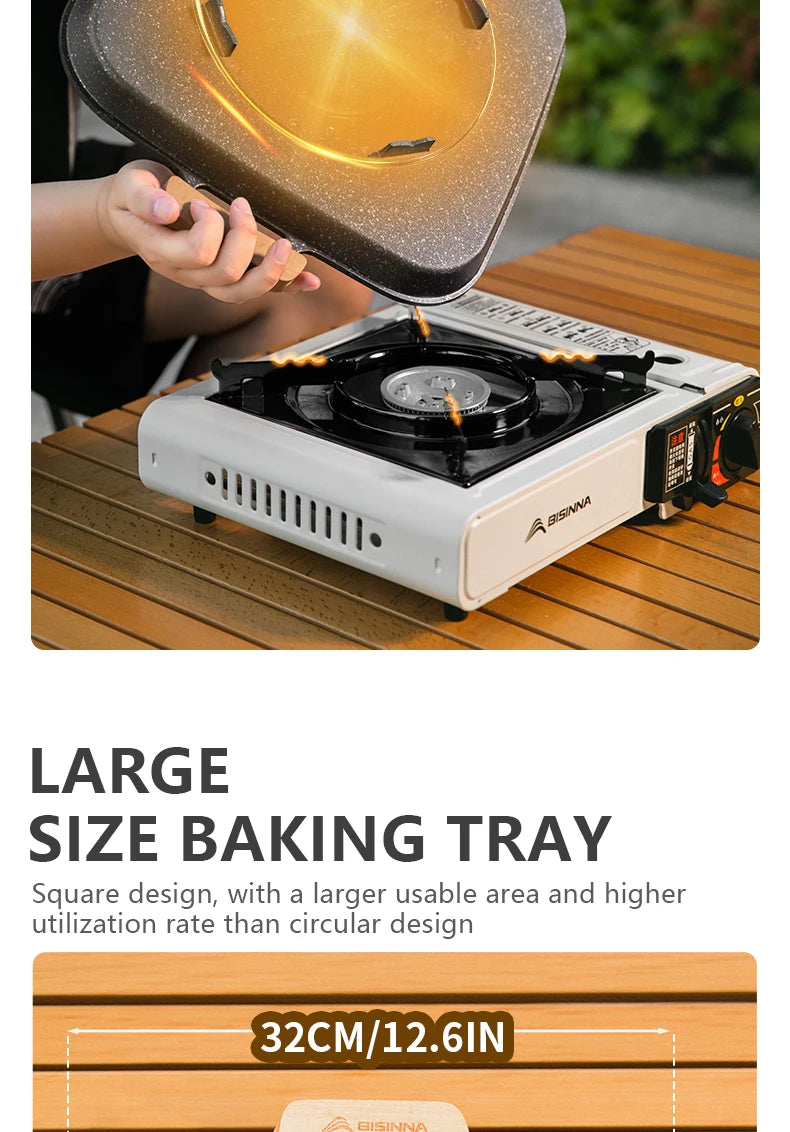 BISINNA Square Non-Stick BBQ Grill Pan – Stovetop & Outdoor Camping Grill Plate
