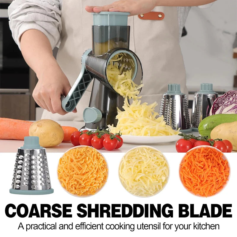 3 in 1 Rotary Cheese Grater Ve3-in-1 Rotary Cheese Grater & Vegetable Slicer