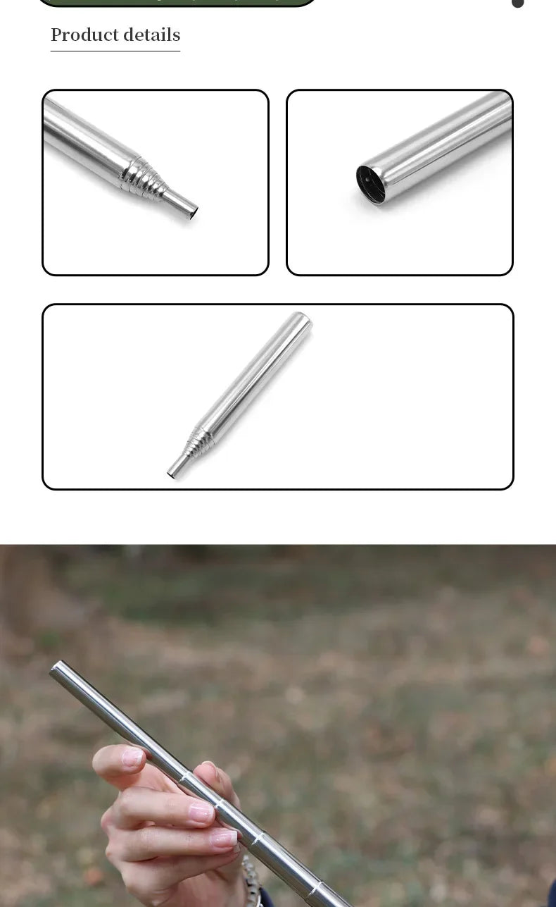 Collapsible Stainless Steel Fire Blow Pipe – 15–60cm Camping Fire Starter Tool