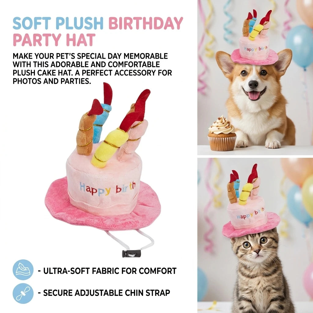 Pet Birthday Party Hat – Comfortable Adjustable Celebration Hat for Dogs & Cats