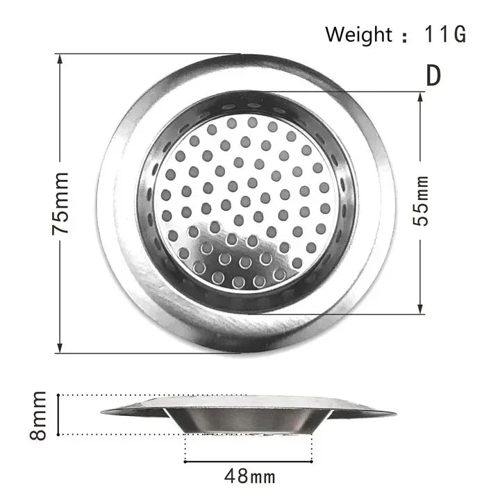 Stainless Steel Sink Strainer | Kitchen & Bathroom Drain Filter Hair Catcher