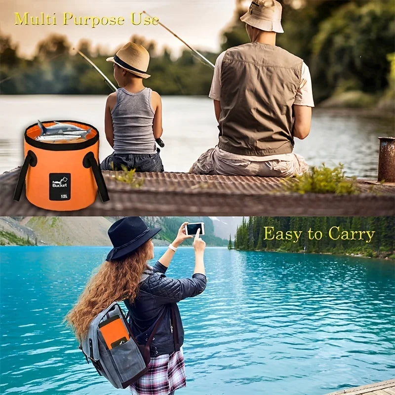 Collapsible Folding Bucket 12L | Portable Water Storage Bucket for Camping, Fishing & Outdoor Adventures