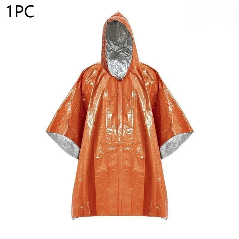 Emergency Thermal Raincoat Poncho – Insulated Rainproof Survival Blanket