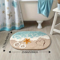 Ocean-Themed Plush Faux Cashmere Bathroom Mat – Anti-Slip & Ultra Absorbent
