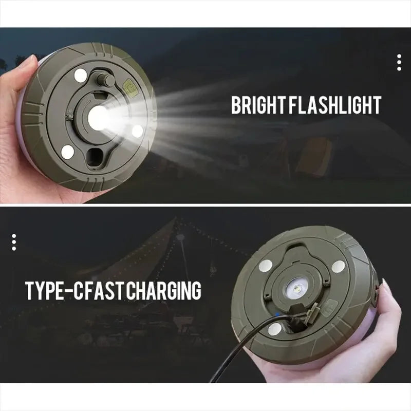 4-in-1 Camping String Light – Rechargeable LED Lantern with USB Power Bank & Magnetic Base