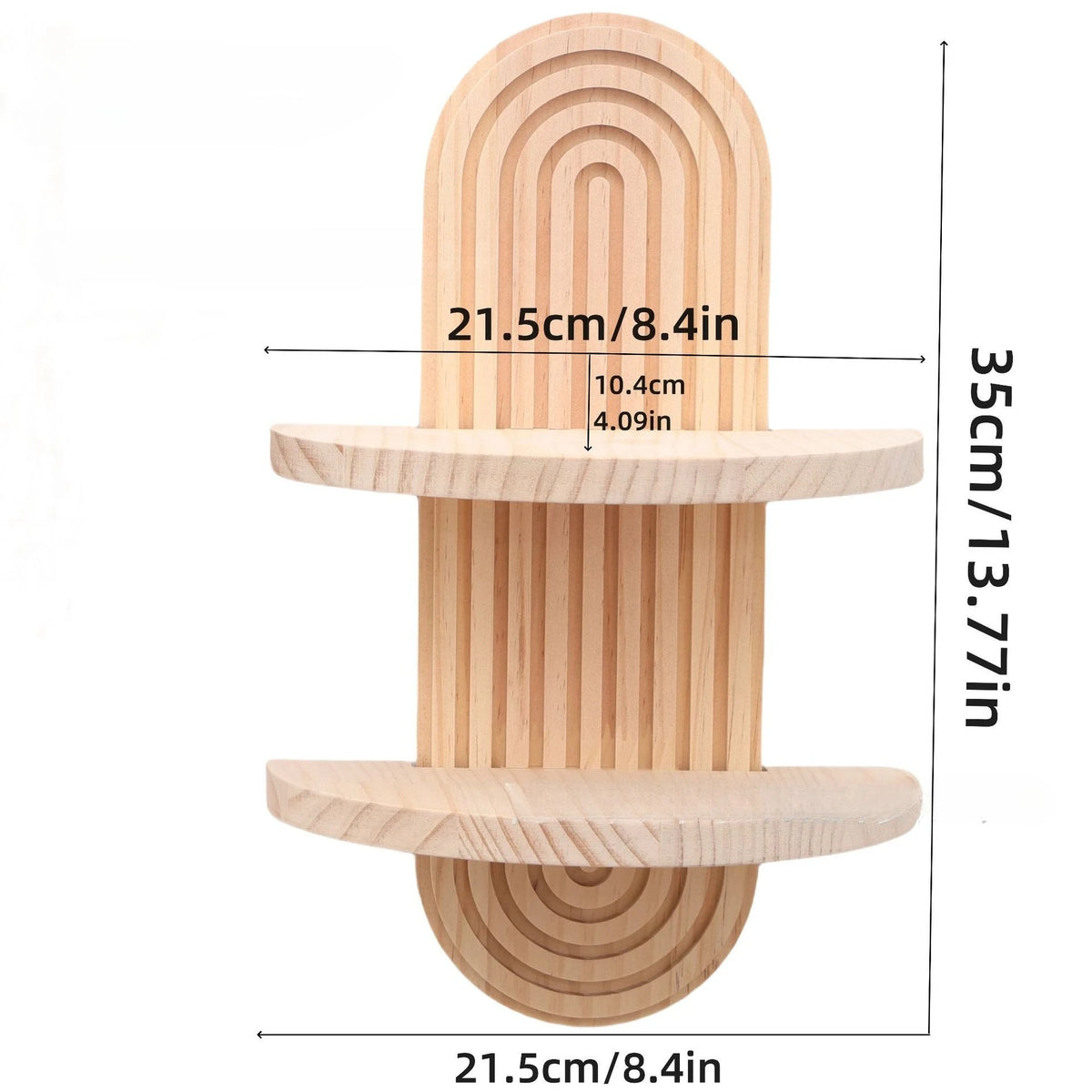 Boho Wooden Arch Wall Shelf – Natural Wood Floating Storage