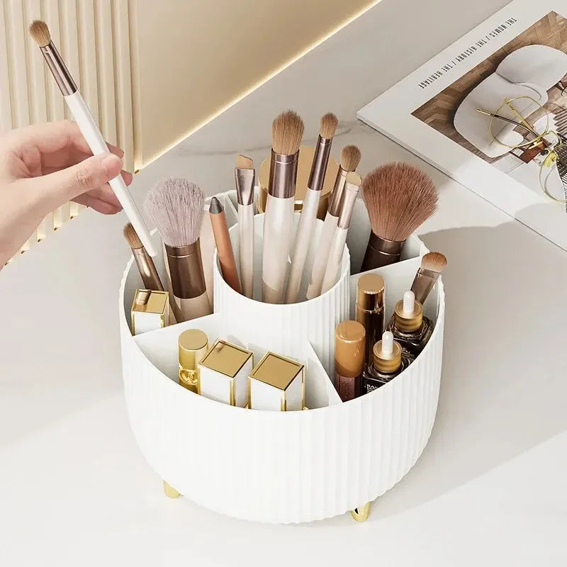 360° Rotating Makeup Brush Organizer – Cosmetic Brush Holder & Desktop Storage