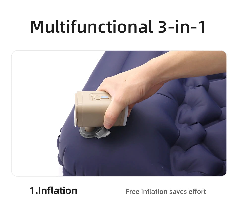 3-in-1 Mini Electric Air Pump with Camping Light – Portable Inflator & Deflator