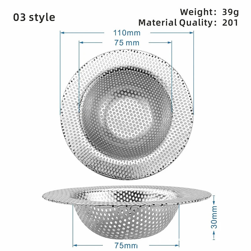 Stainless Steel Sink Strainer | Kitchen & Bathroom Drain Filter Hair Catcher