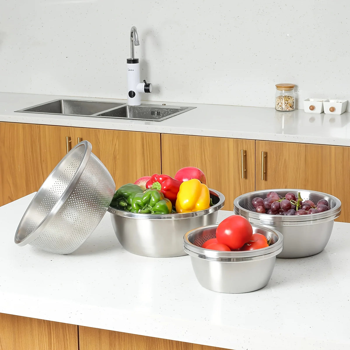 2-Piece Stainless Steel Mixing Bowl & Colander Set