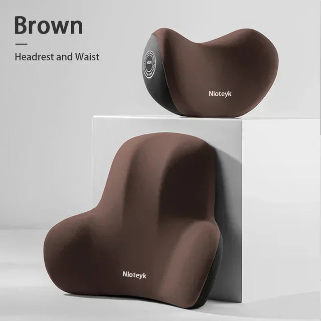 Memory Foam Car Headrest & Lumbar Support Cushion Set | Neck & Back Support Pillow