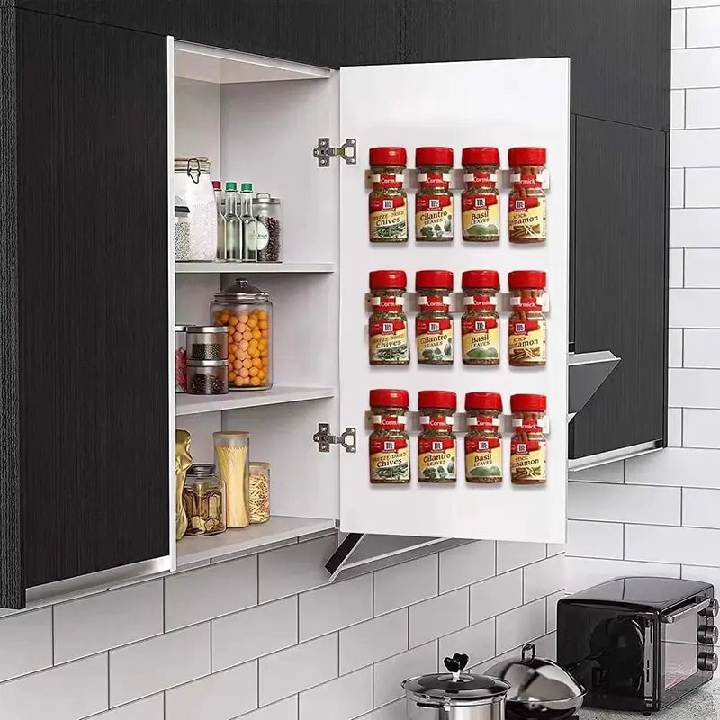2-Piece Wall-Mounted Kitchen Spice Rack – Adhesive Seasoning & Jar Holder