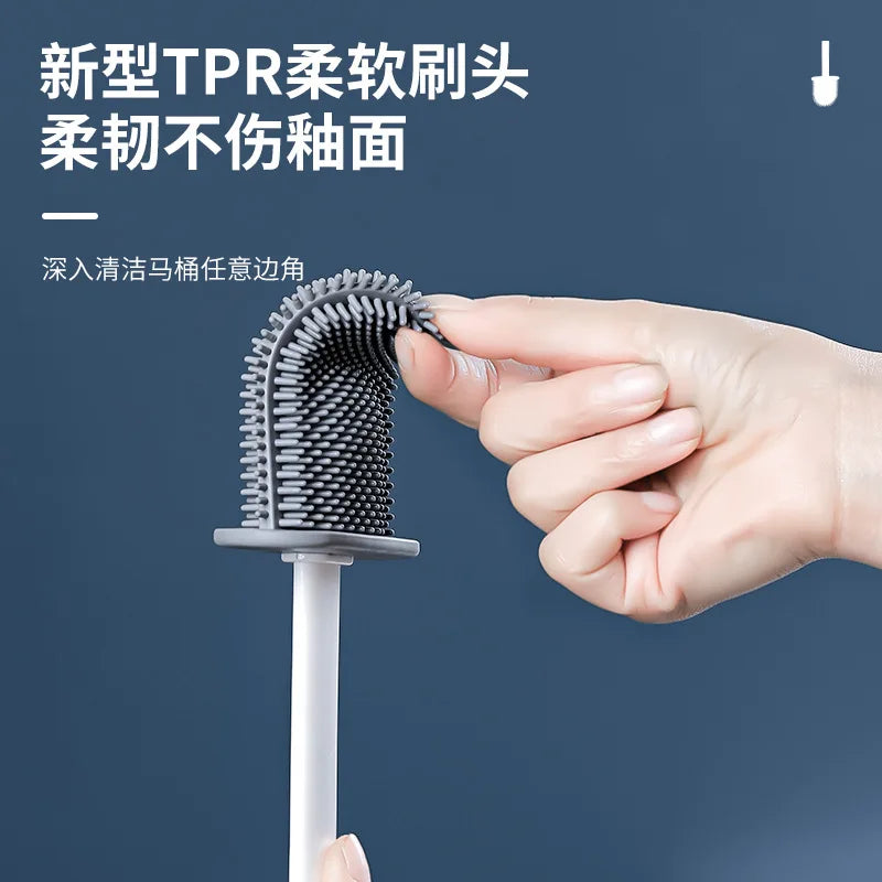 Silicone Toilet Brush with Flexible Head – Wall Mounted Bathroom Cleaner