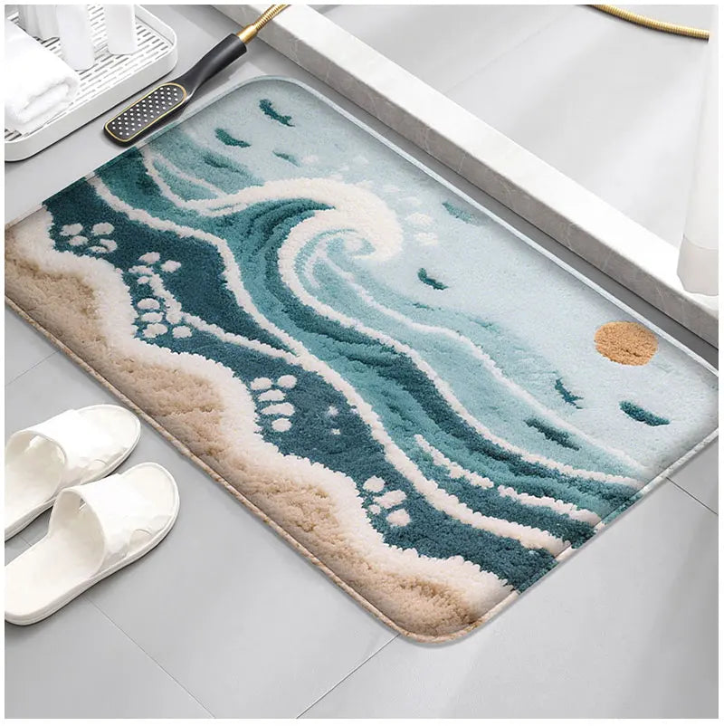 Ocean-Themed Absorbent Bath Mat