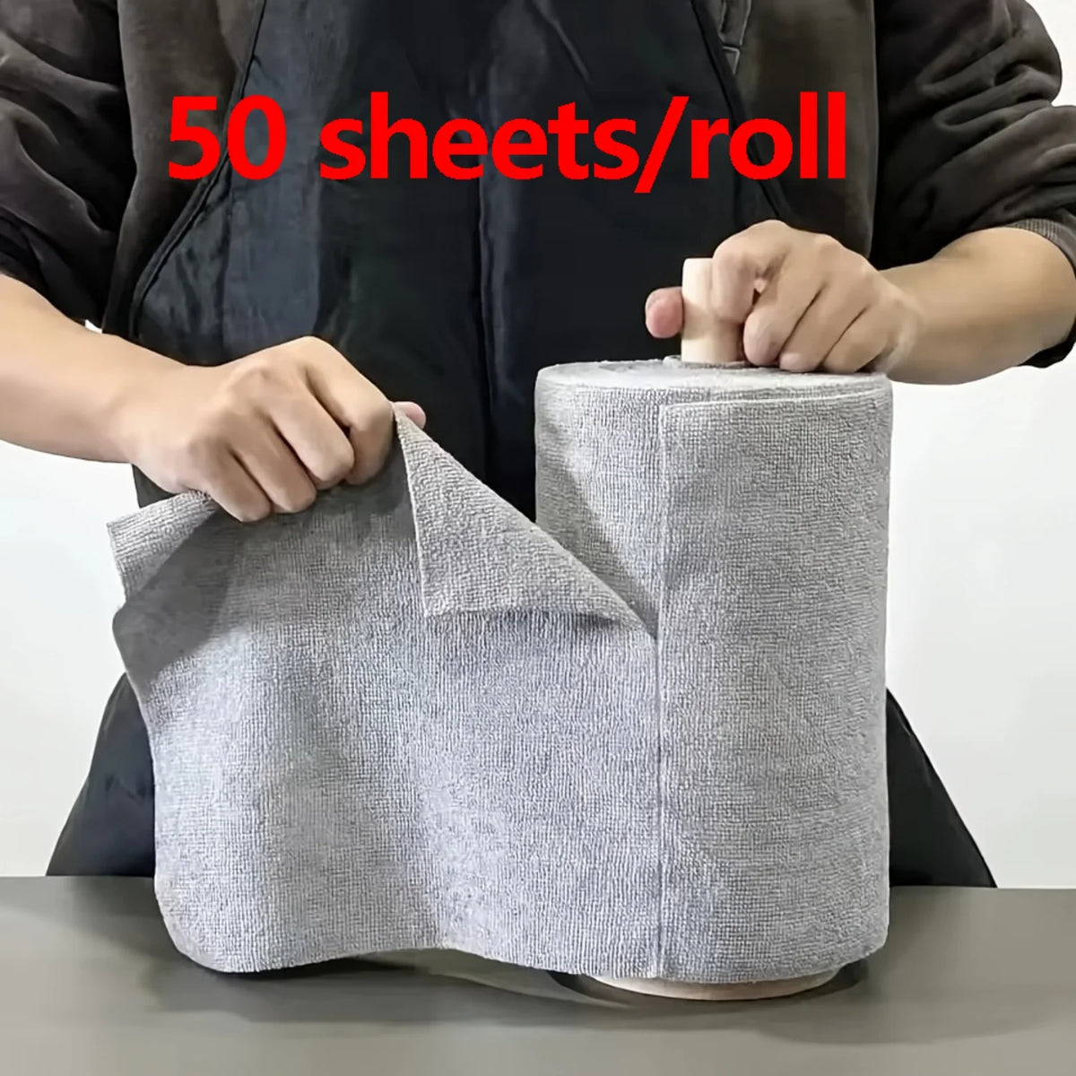Reusable Microfibre Cleaning Cloth Roll – Tear-Away Kitchen Cleaning Wipes (20 or 50 Sheets)