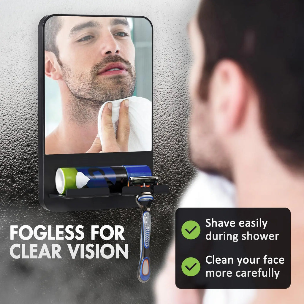 TALI Fogless Shower Mirror with Razor Holder – Shatterproof No-Drill Bathroom Mirror