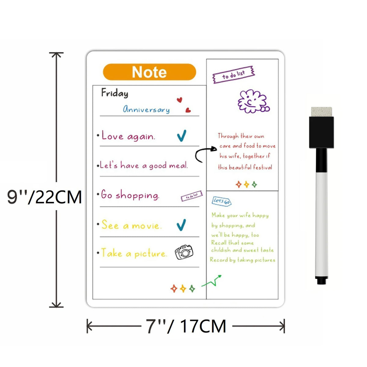 Magnetic Dry Erase Fridge Calendar Planner | Monthly & Weekly Organiser