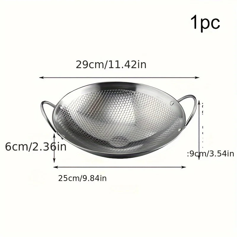 29cm Honeycomb Stainless Steel Wok | Non-Stick Scratch-Resistant Cooking Pan