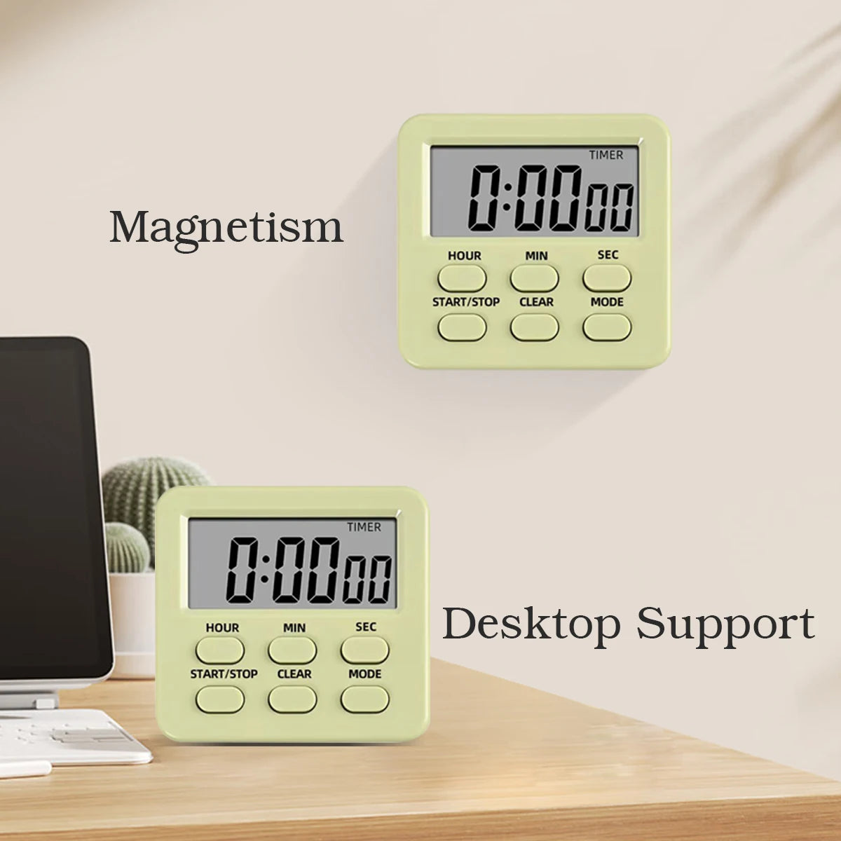 Magnetic Digital Kitchen Timer with LCD Display