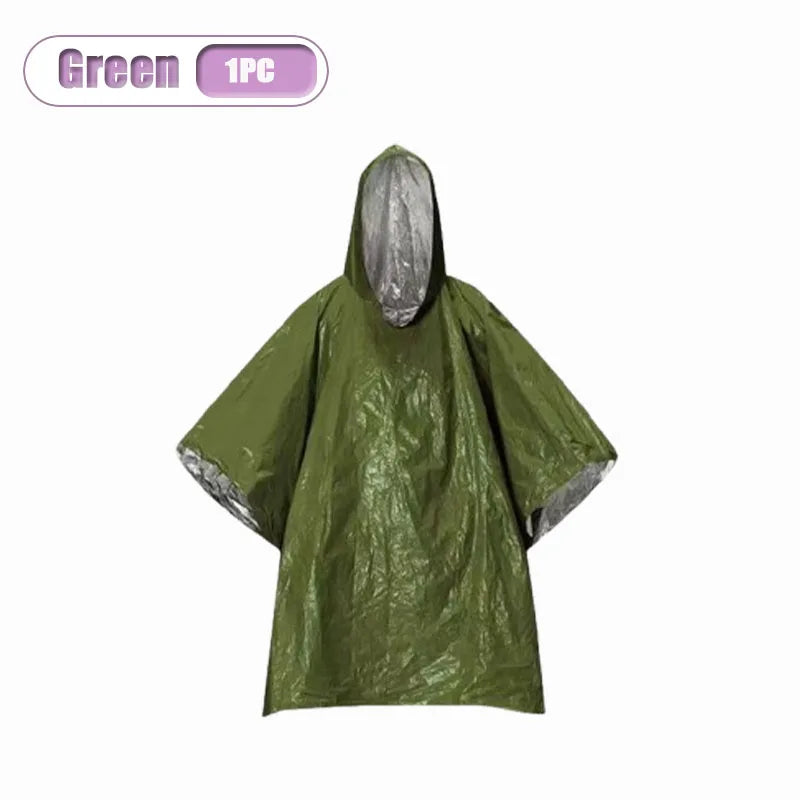 Emergency Thermal Raincoat Poncho – Insulated Rainproof Survival Blanket