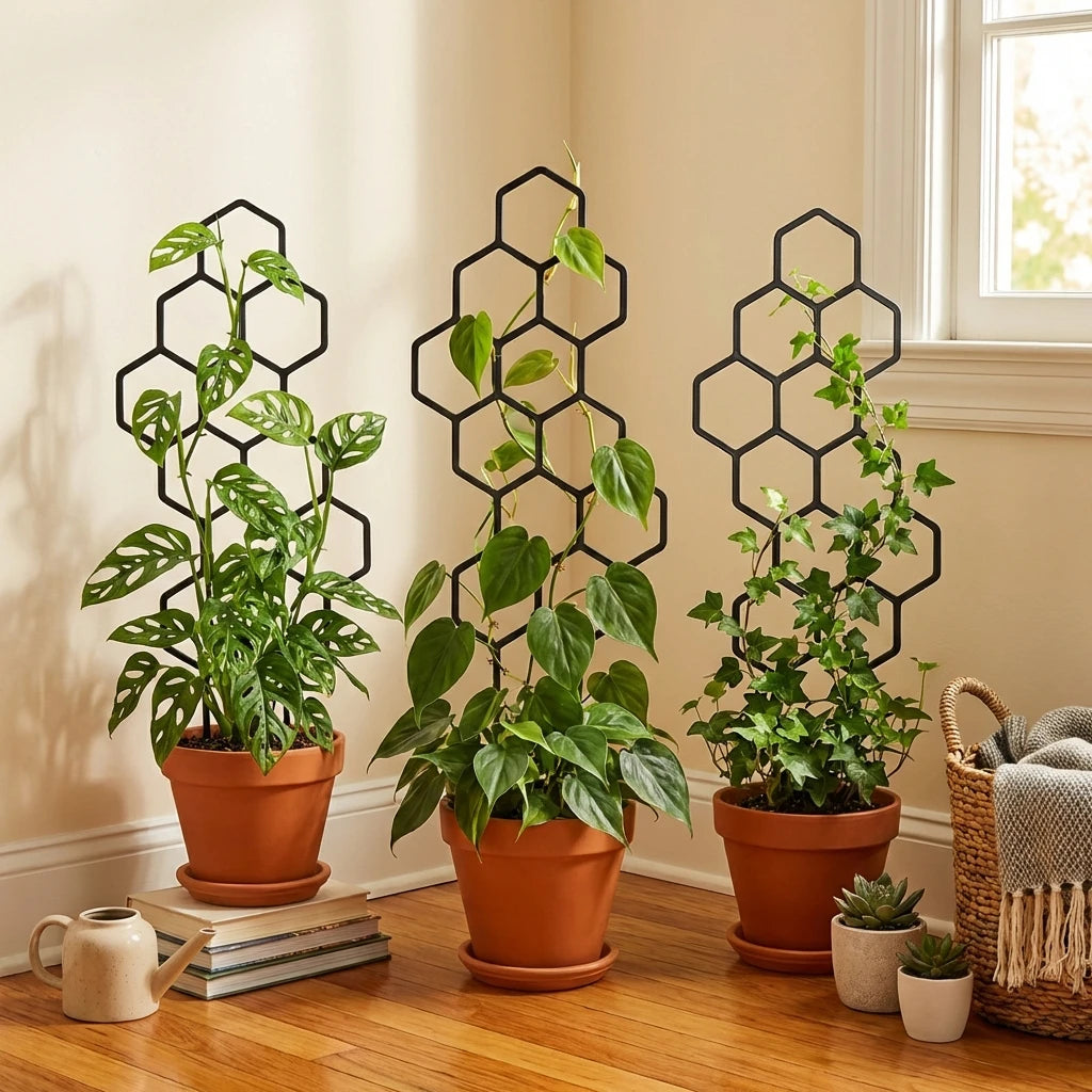 2PCS Honeycomb Plant Trellis – Plastic Climbing Support for Indoor & Outdoor Potted Plants