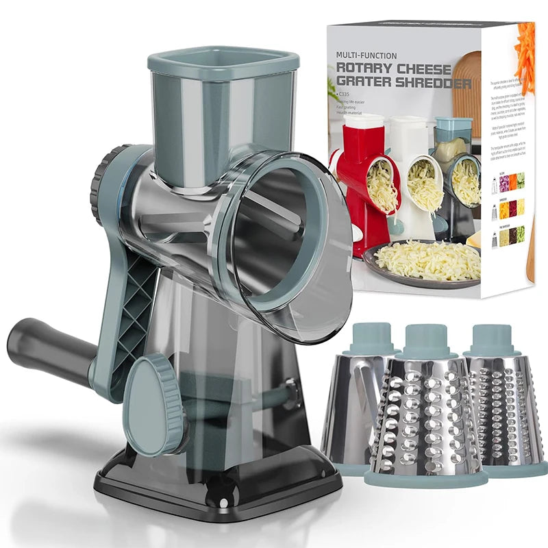 3 in 1 Rotary Cheese Grater Ve3-in-1 Rotary Cheese Grater & Vegetable Slicer