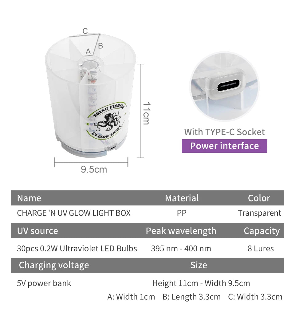 UV LED Fishing Lure Charger – Portable Glow Light for Squid & Night Fishing
