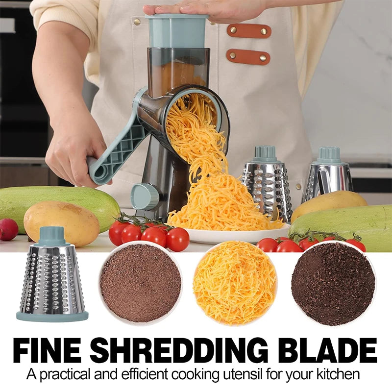 3 in 1 Rotary Cheese Grater Ve3-in-1 Rotary Cheese Grater & Vegetable Slicer